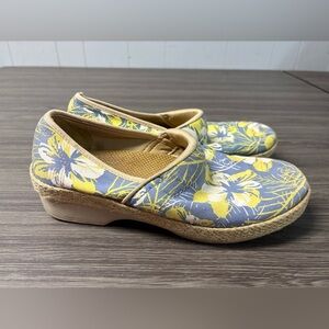 Dansko Victoria Tahiti Hawaiian Canvas Clog Sz 40 US 9 9.5 Blue Floral Shoes